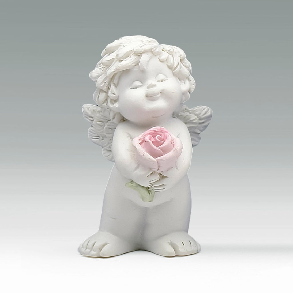 Liebesengel Igor (stehend) Size Mini - mit Rose in den Händen