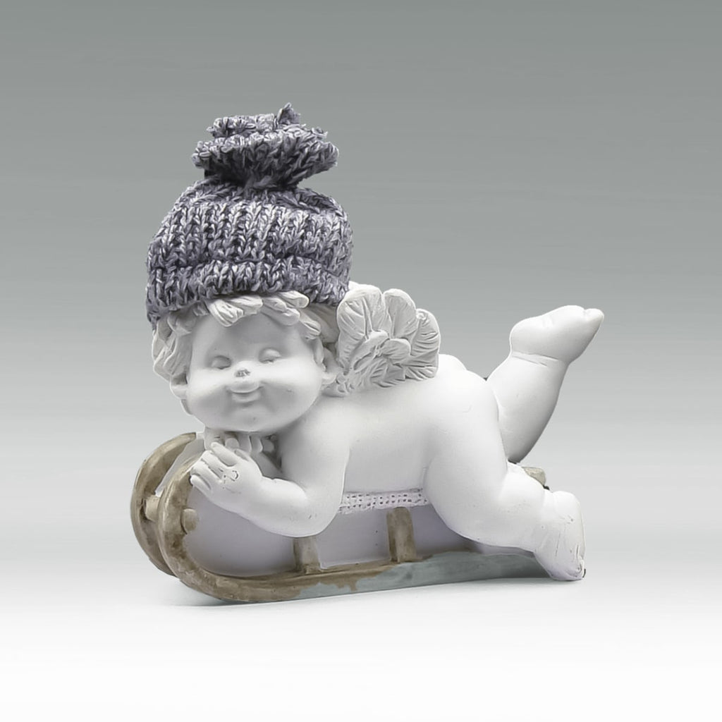 Winterengel Igor beim Wintersport Size S - auf Schlitten bäuchlings liegend