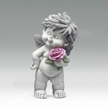 Igor mit Blume vom Beet - mit Rose