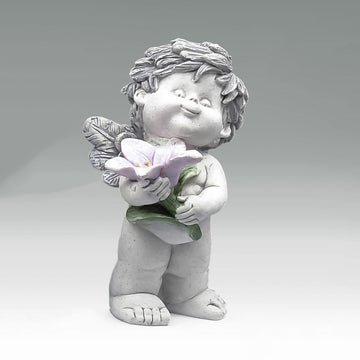 Igor mit Blume vom Beet - mit Glockenblume