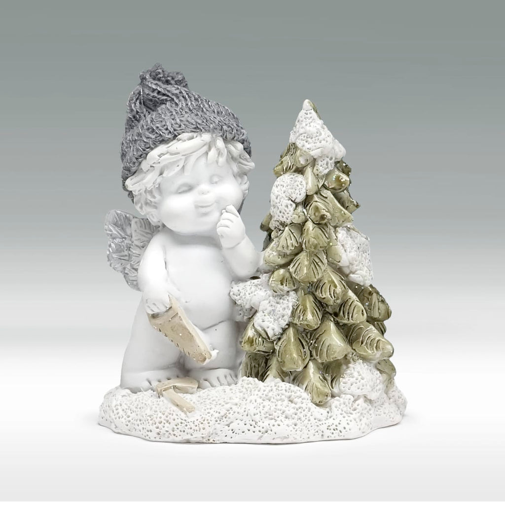Winterengel Igor mit Christbaum - mit Werkzeug