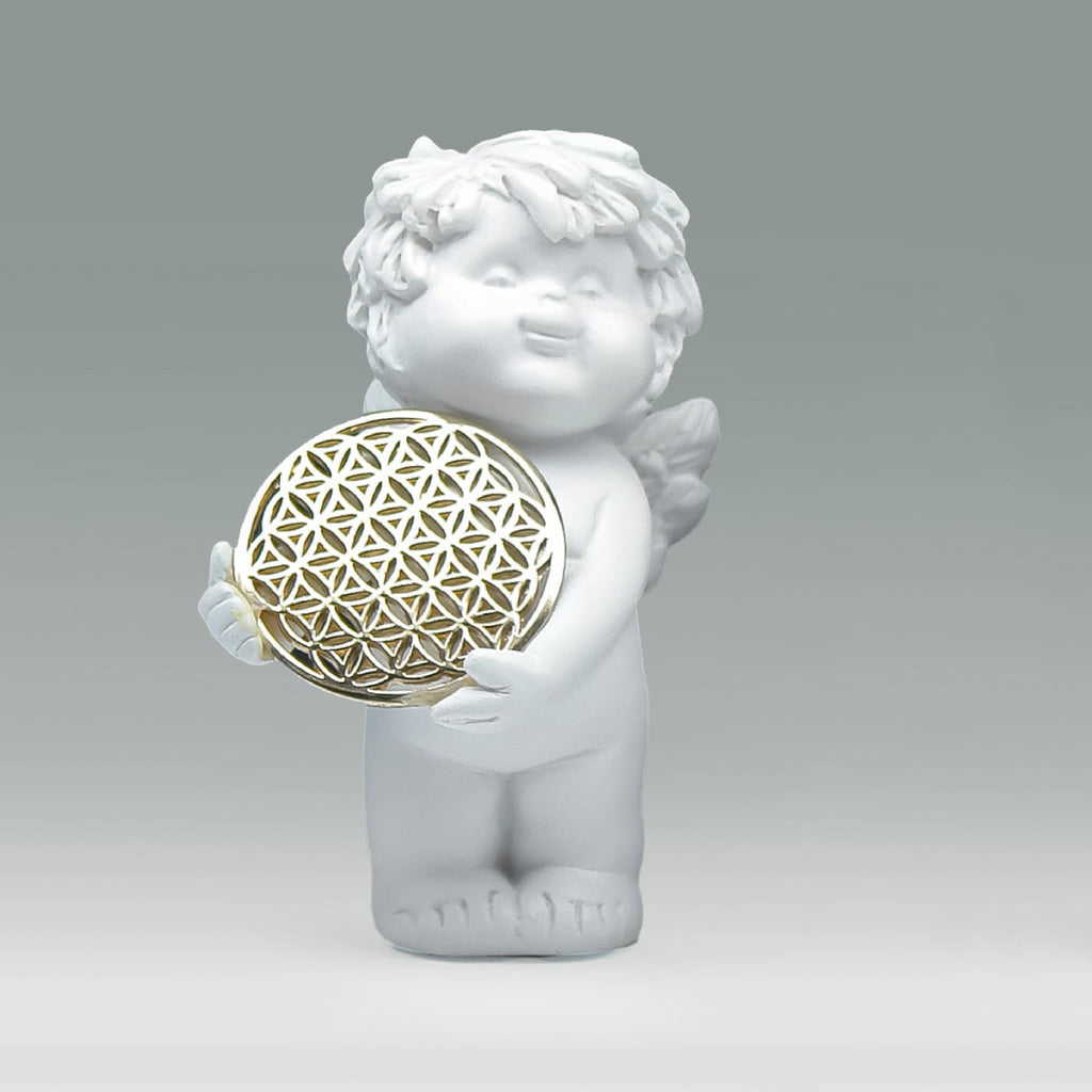Igor mit Blume des Lebens in gold Size S - mit beiden Händen rechts tragend